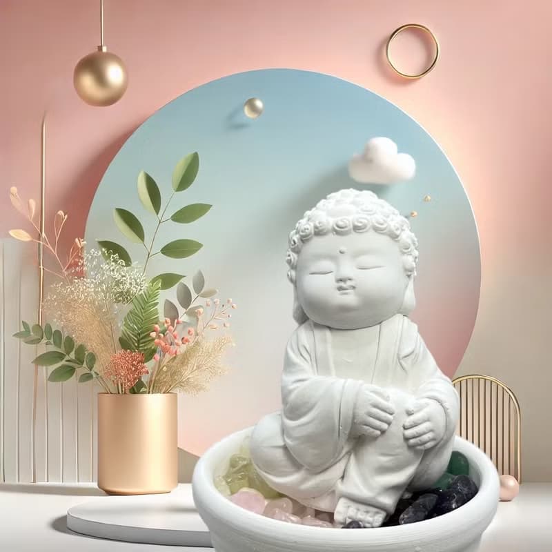 快速出貨 Q版公仔 五行水晶礦石之隨願小佛小盤套組 開運精油擴香