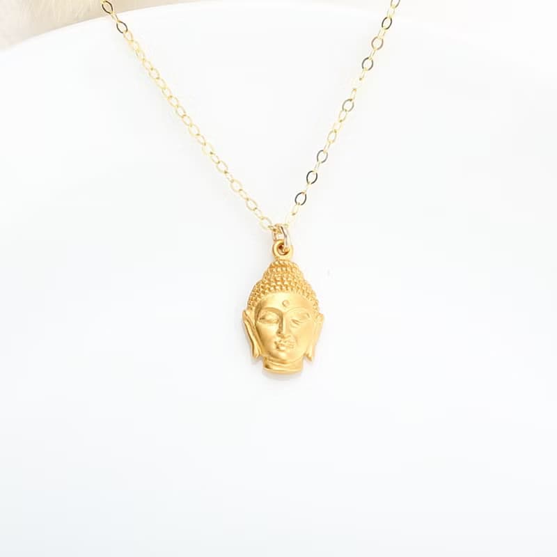 【Angel & Me】守護 佛頭 s925 純銀厚鍍24k純金項鍊 浴佛 生日禮