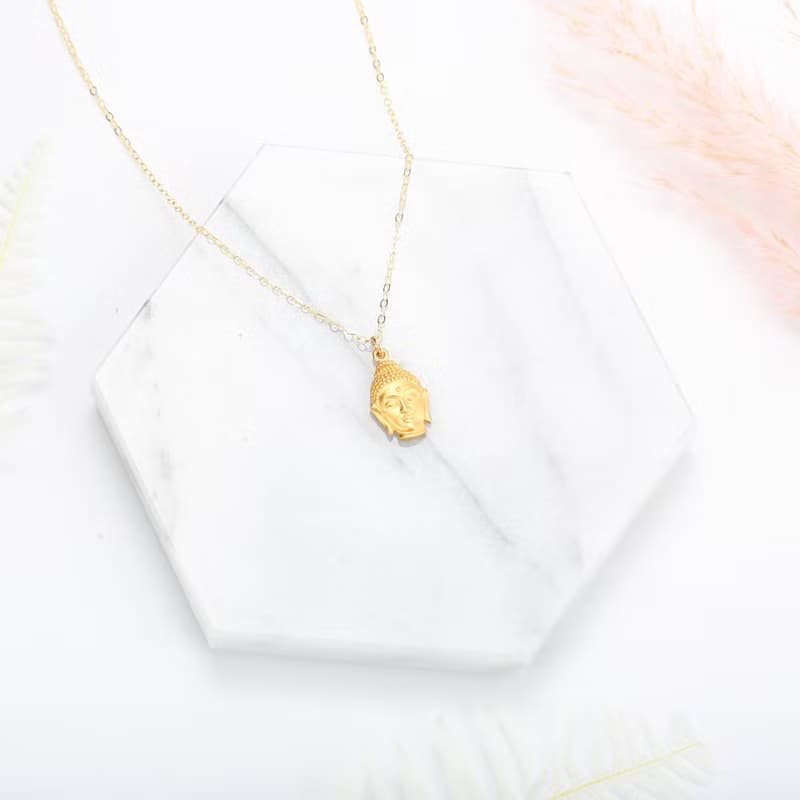 【Angel & Me】守護 佛頭 s925 純銀厚鍍24k純金項鍊 浴佛 生日禮