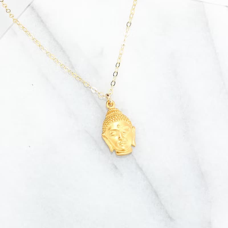 【Angel & Me】守護 佛頭 s925 純銀厚鍍24k純金項鍊 浴佛 生日禮