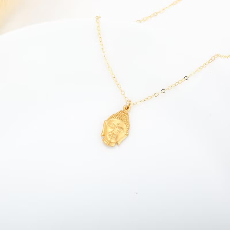 【Angel & Me】守護 佛頭 s925 純銀厚鍍24k純金項鍊 浴佛 生日禮