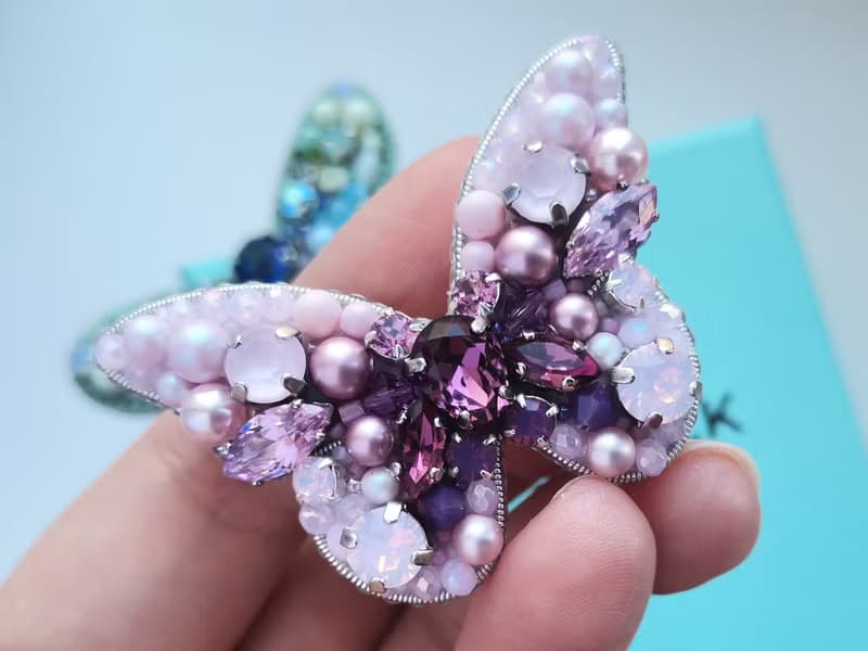 蝴蝶珠胸針 Butterfly jewelry brooch, pink insect pin