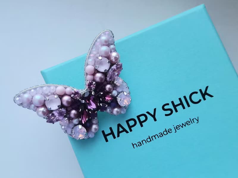 蝴蝶珠胸針 Butterfly jewelry brooch, pink insect pin