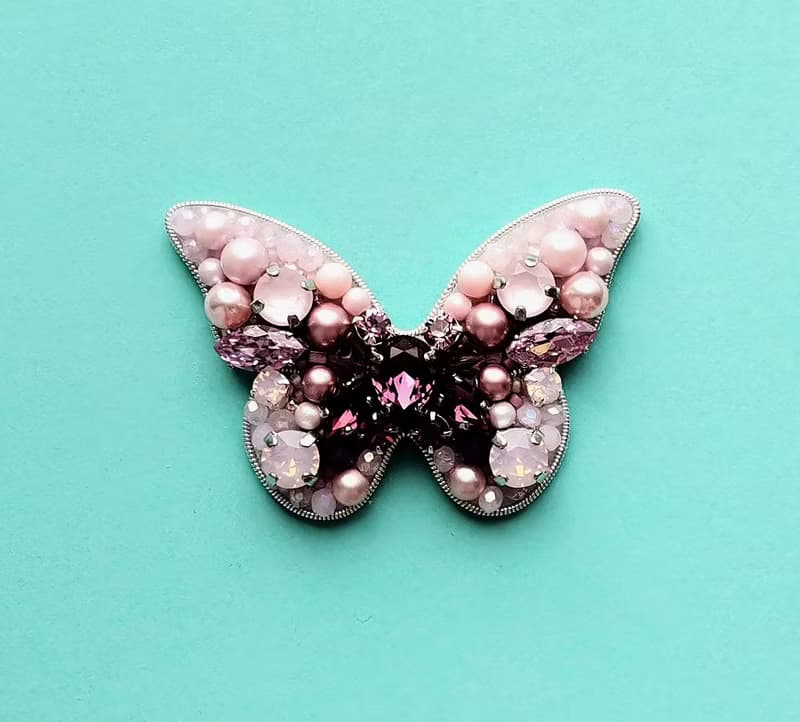蝴蝶珠胸針 Butterfly jewelry brooch, pink insect pin