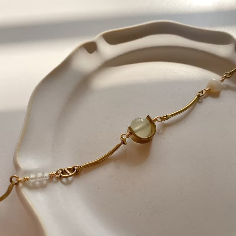 樂葡-貝殼 葡萄石 黃銅手鍊
