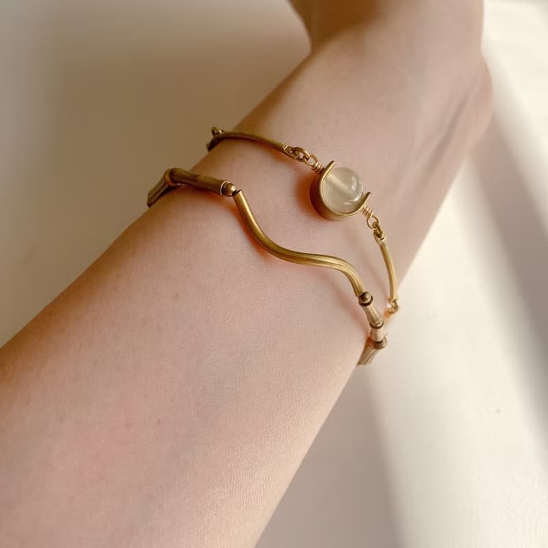 樂葡-貝殼 葡萄石 黃銅手鍊