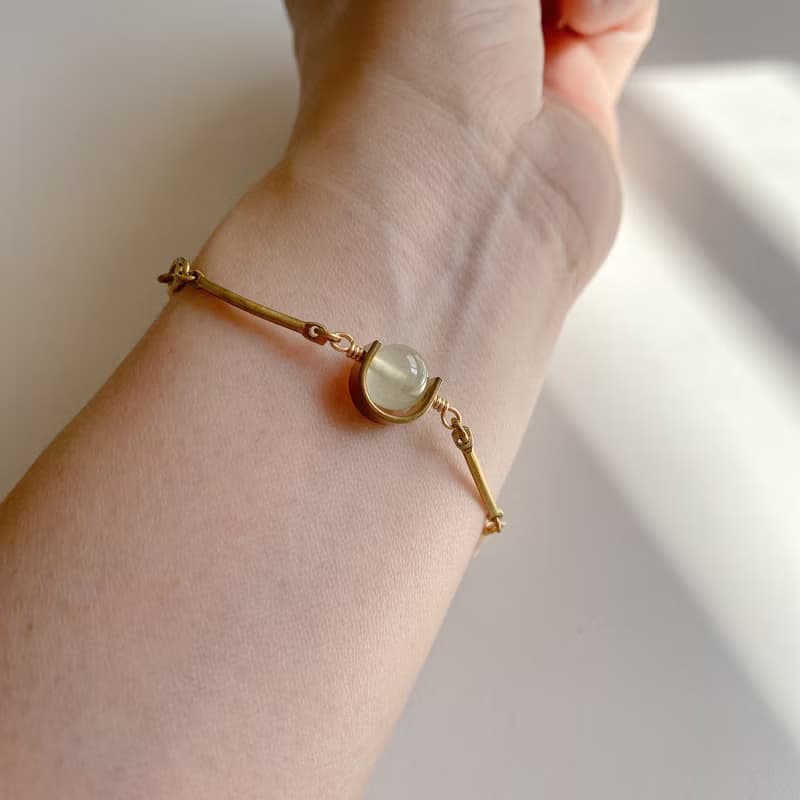 樂葡-貝殼 葡萄石 黃銅手鍊