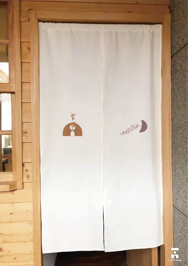 (多色款訂製專區)自由花形-有機棉絹印日式中門簾 Organic Cotton