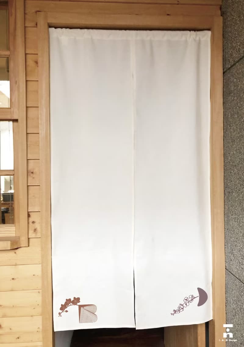 (多色款訂製專區)自由花形-有機棉絹印日式中門簾 Organic Cotton
