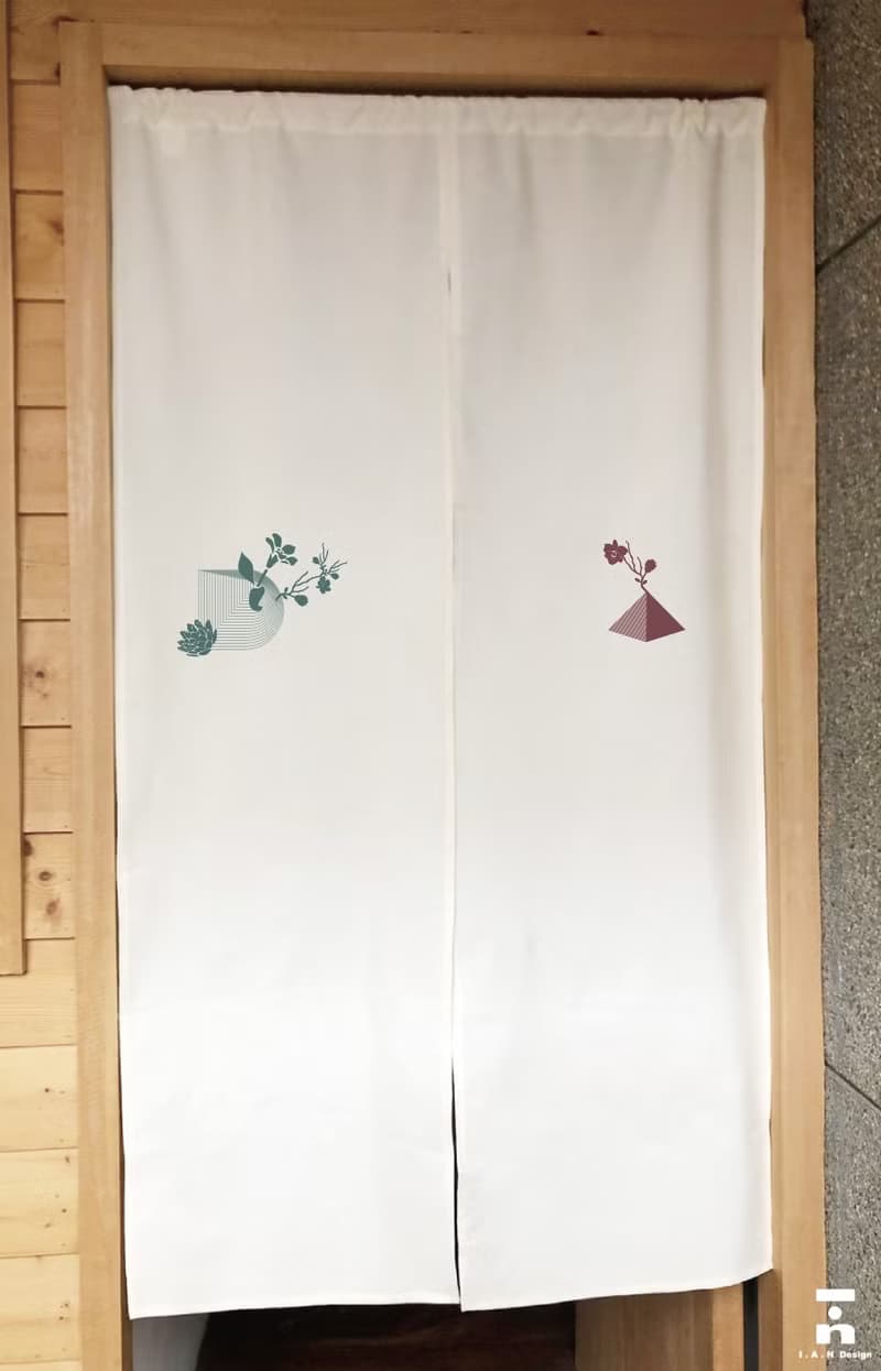 (多色款訂製專區)自由花形-有機棉絹印日式中門簾 Organic Cotton