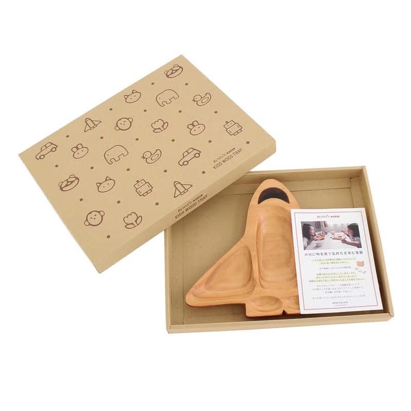 【SPICE】PETIT'S MAMAN 日本 天然松木 兒童餐盤- 火箭