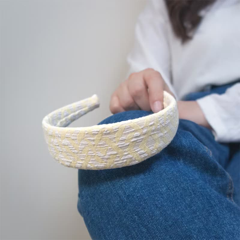 lemon butter jacquard hairband handmade headband