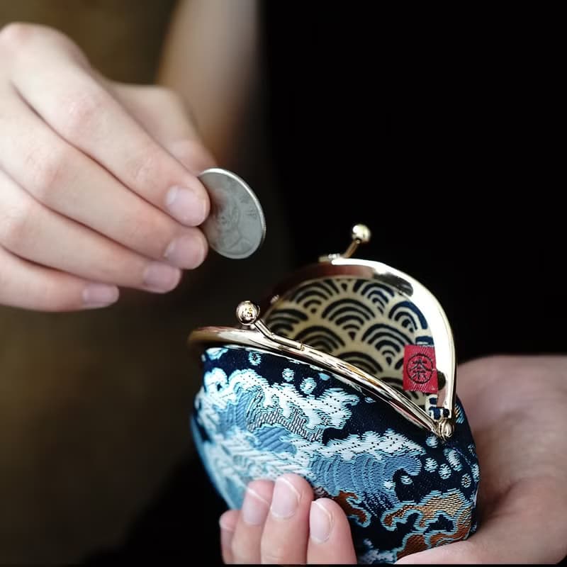 西陣織金襴圓型小口金包/零錢包/共二款