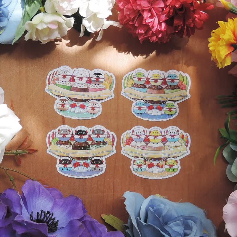 小鳥的美好甜品貼紙套組-巧克力香蕉