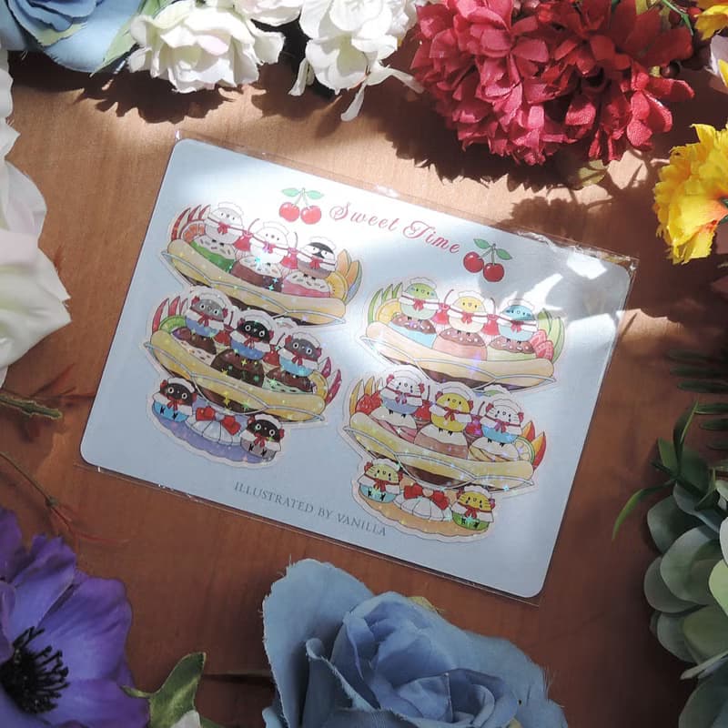 小鳥的美好甜品貼紙套組-巧克力香蕉