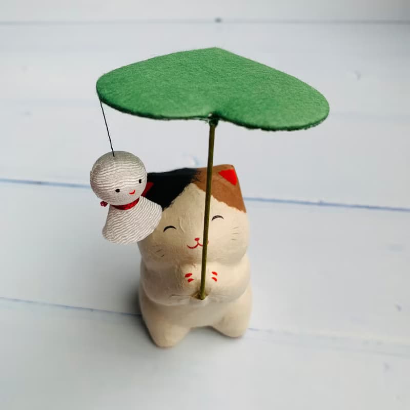 雨天也讓人開心-招財貓與晴天娃娃-和紙吉祥物 情人節禮物 送禮