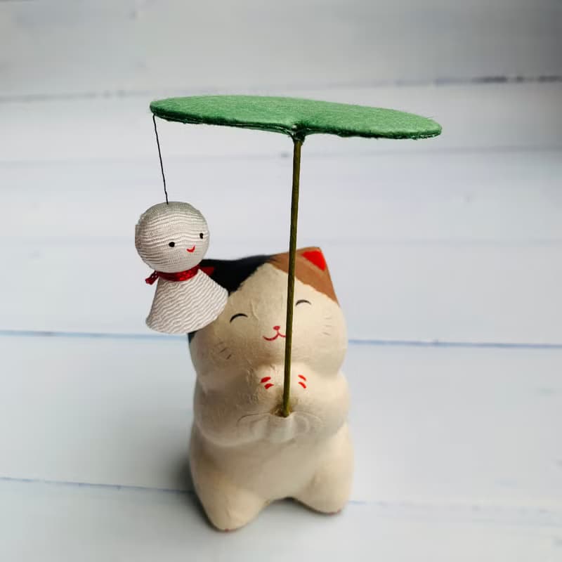 雨天也讓人開心-招財貓與晴天娃娃-和紙吉祥物 情人節禮物 送禮