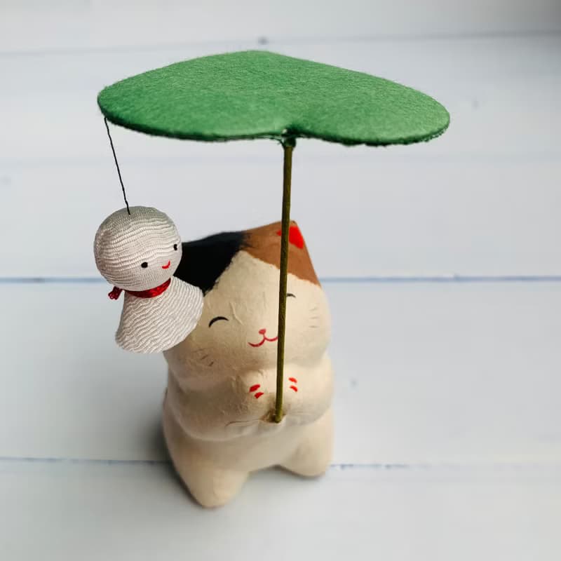 雨天也讓人開心-招財貓與晴天娃娃-和紙吉祥物 情人節禮物 送禮