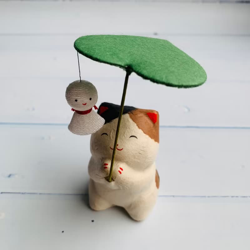 雨天也讓人開心-招財貓與晴天娃娃-和紙吉祥物 情人節禮物 送禮