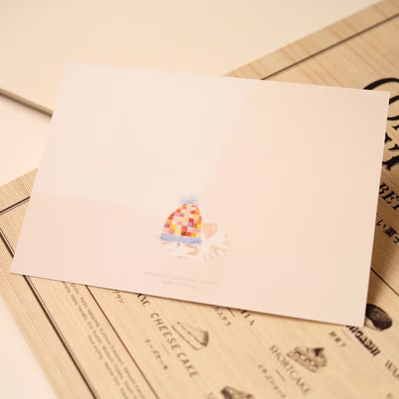 明信片 松鼠與貓咪的毛線帽