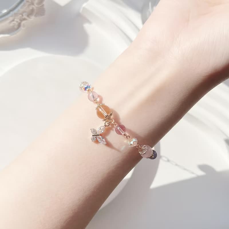 黃水晶 紫水晶 粉晶 坦桑石 14k包金 手工繞線 天然水晶手鍊