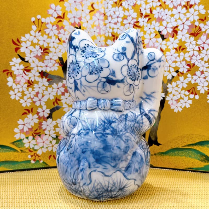 【青鯛納福】日本清水燒招財貓 | 染付 -  鯛