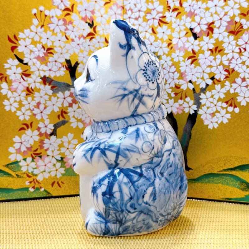 【青鯛納福】日本清水燒招財貓 | 染付 -  鯛