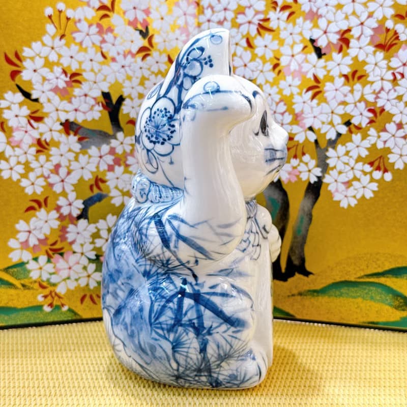 【青鯛納福】日本清水燒招財貓 | 染付 -  鯛