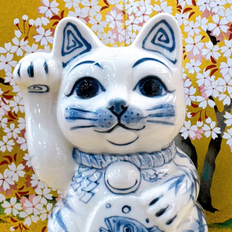 【青鯛納福】日本清水燒招財貓 | 染付 -  鯛
