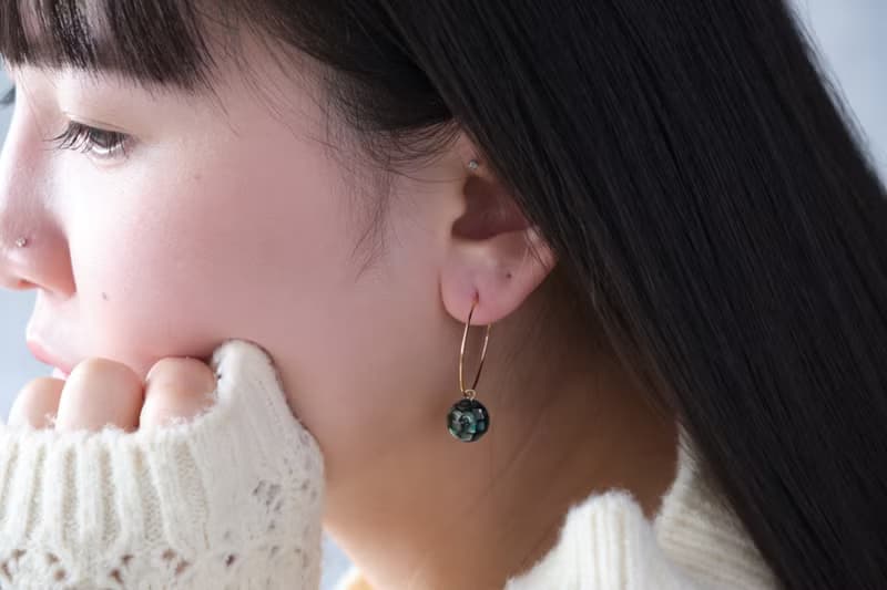 天然貝殼 圈型耳環│針式