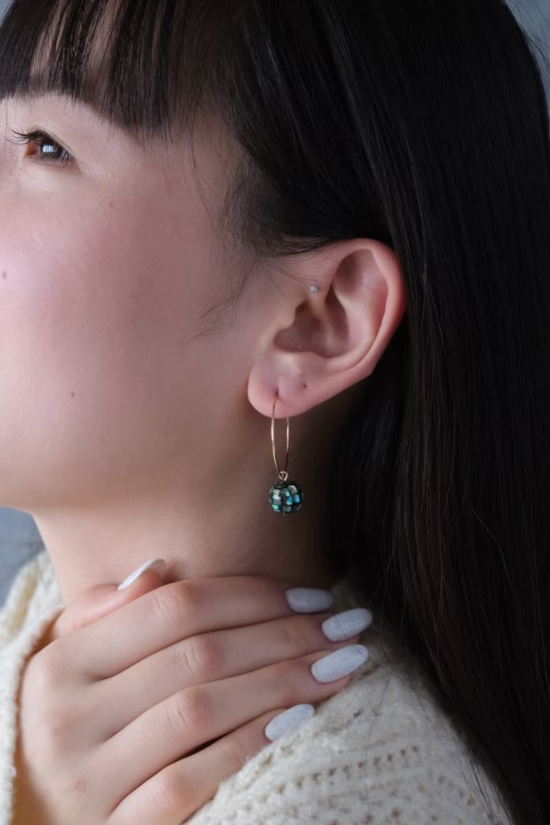 天然貝殼 圈型耳環│針式