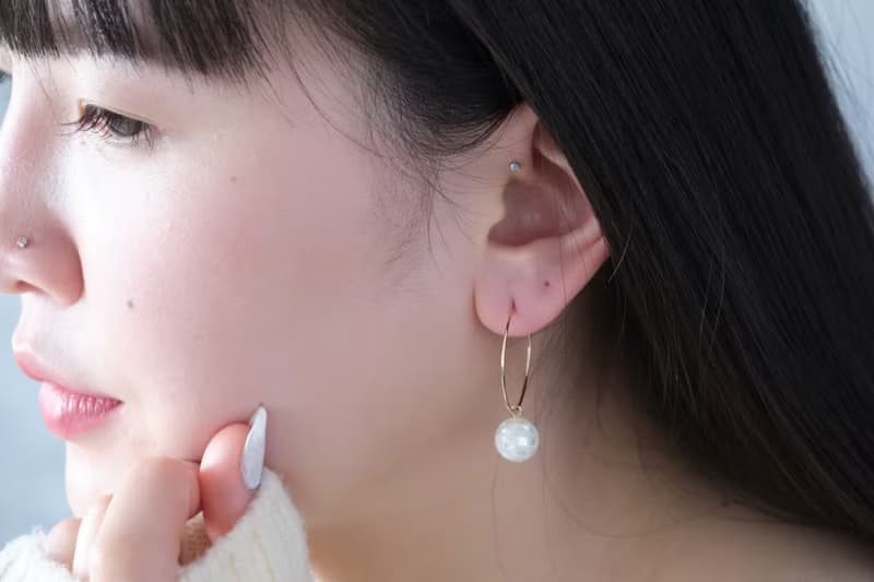 天然貝殼 圈型耳環│針式