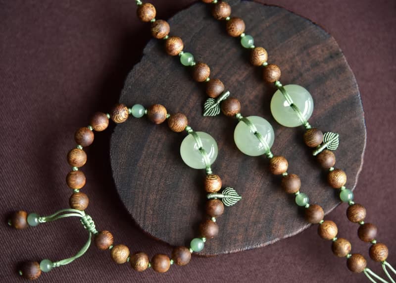 【系平安】天然和田玉青海料平安扣99沉奇楠沉香寓意手鏈