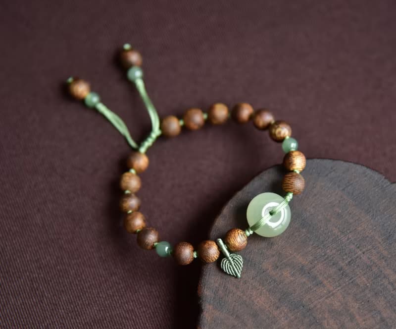 【系平安】天然和田玉青海料平安扣99沉奇楠沉香寓意手鏈