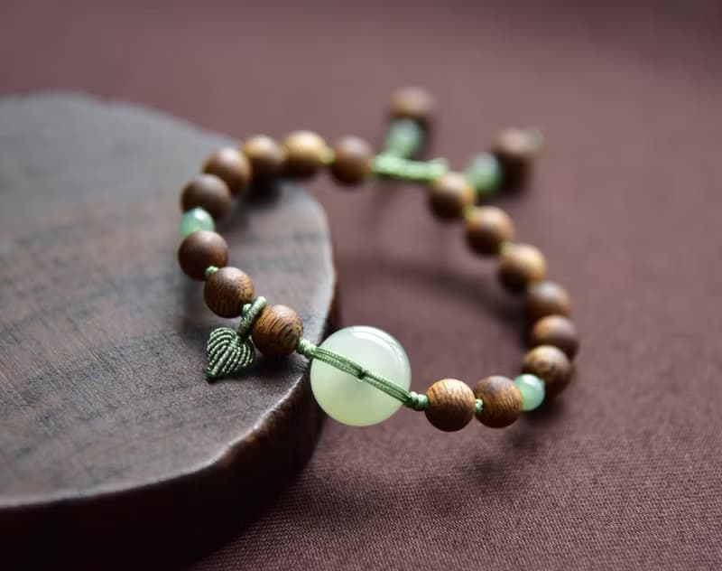 【系平安】天然和田玉青海料平安扣99沉奇楠沉香寓意手鏈