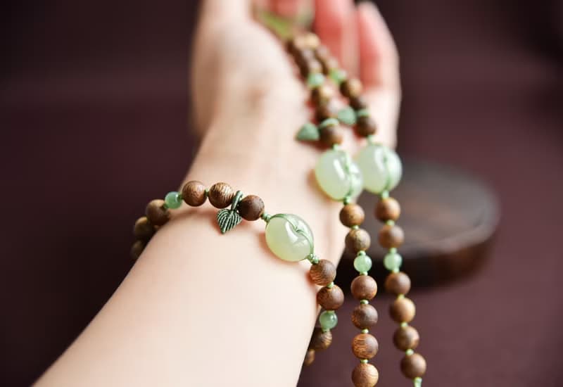 【系平安】天然和田玉青海料平安扣99沉奇楠沉香寓意手鏈