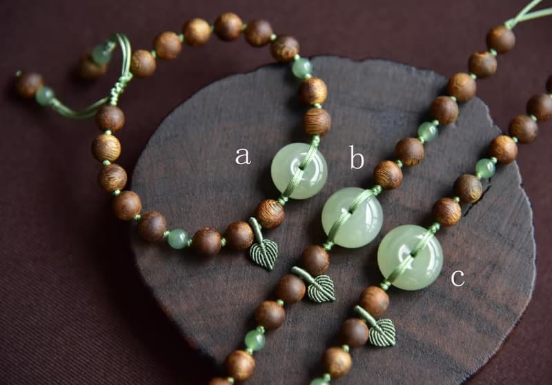 【系平安】天然和田玉青海料平安扣99沉奇楠沉香寓意手鏈