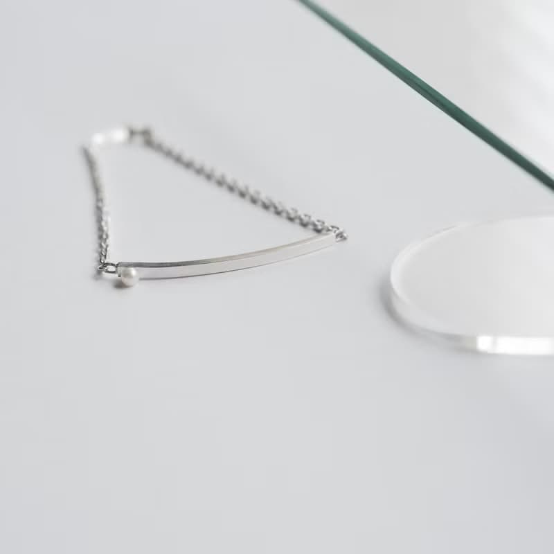 パール バー ブレスレット シルバー925