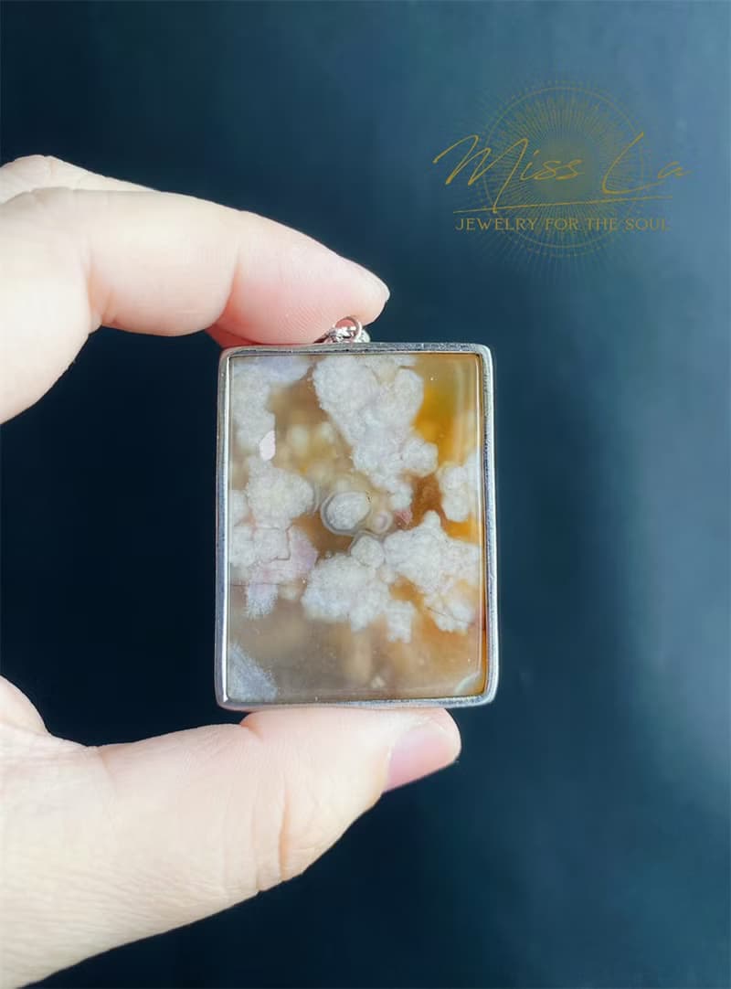 櫻花瑪瑙 焦糖色 牛血紅 項鍊 天然 S925銀鑲拖 吊墜 禮物