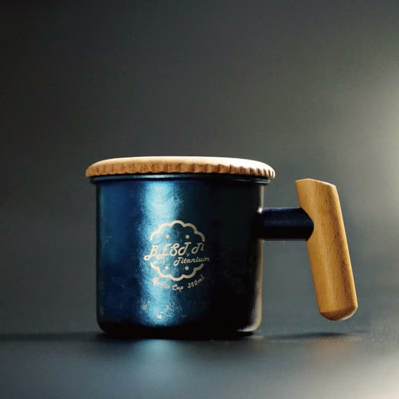 純鈦暖心餅乾杯 馬克杯 冰海藍 原木質感 聖誕禮物