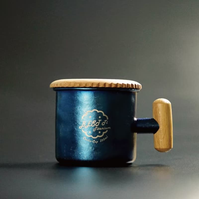 純鈦暖心餅乾杯 馬克杯 冰海藍 原木質感 聖誕禮物