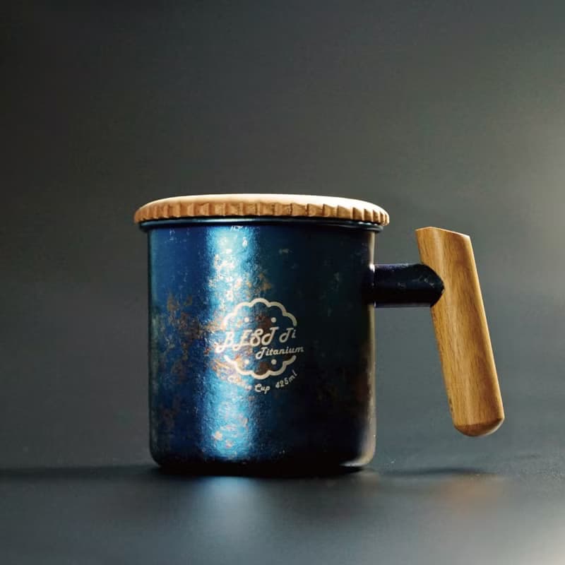 純鈦暖心餅乾杯 馬克杯 冰海藍 原木質感 聖誕禮物