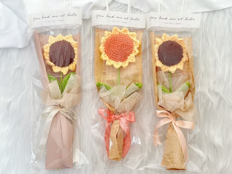 【WS │手工花 】編織花 毛線花 太陽花 畢業花束 七夕