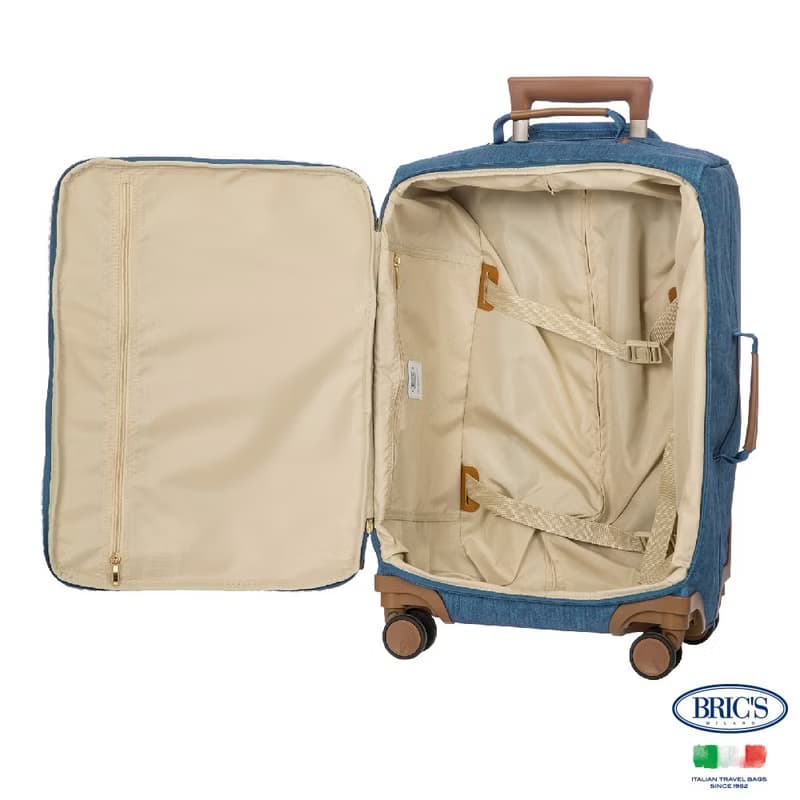 【BRIC' S】X-Travel 20吋 拉鍊拉桿軟箱 登機箱-水洗牛仔