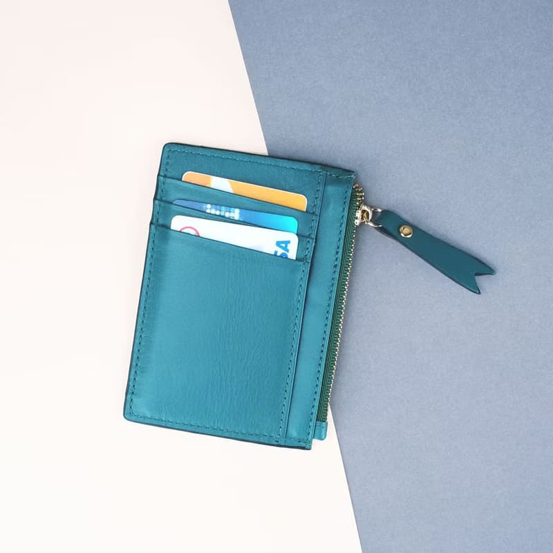 Shaded Spruce (Green): Zipped Card Purse / Cow Leather