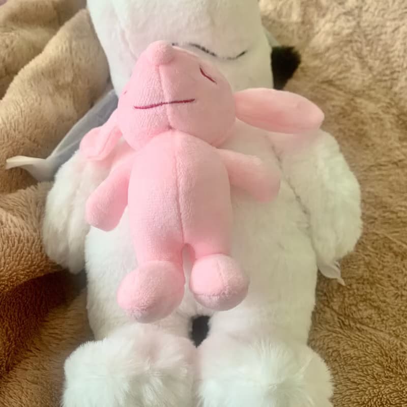 PINKOI獨家-史努比與粉紅小兔玩偶-Snoopy睡姿-史奴比特別款