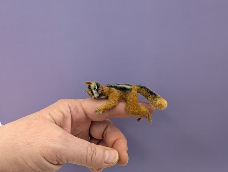 Chipmunk Misha, 7cm. Crocheted. Ooak
