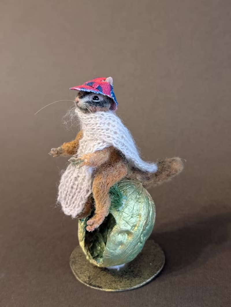 Chipmunk Misha, 7cm. Crocheted. Ooak