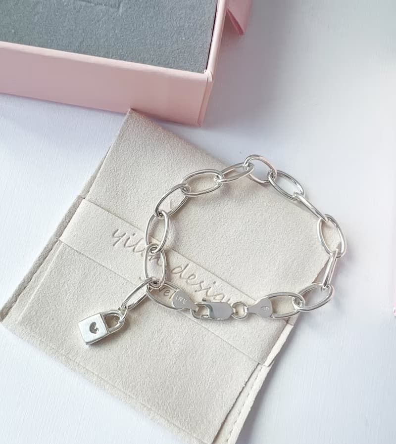 個性款大推-S925純銀手鍊 -l o v e 鎖頭