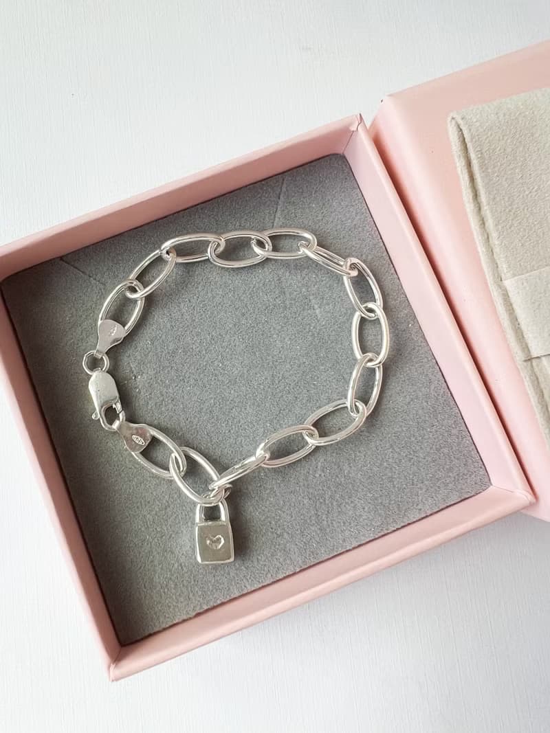 個性款大推-S925純銀手鍊 -l o v e 鎖頭